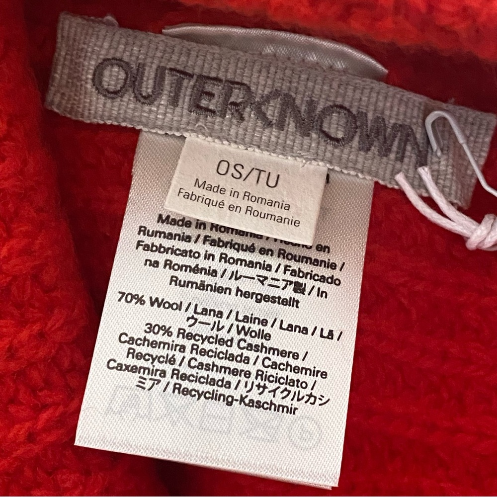 New With Tag Outerknown Wool cashmere tomato 🍅 color Beanie OS - Picture 4 of 5